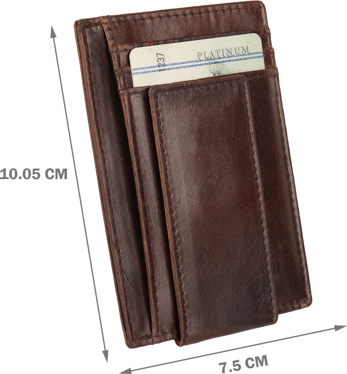 Image of Jungler RFID Blocking Minimalist Genuine Leather Money Clip Wallet Slim Front Pocket Wallet Credit Card Holder with ID Window 6 Card Holder