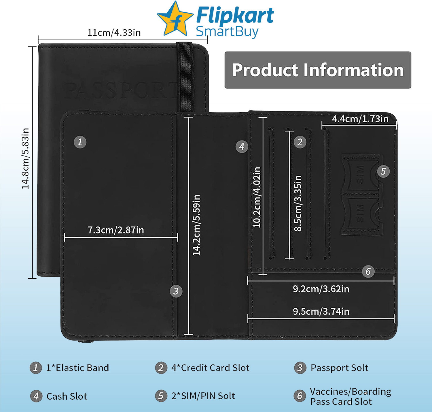 Image of Flipkart SmartBuy Passport Holder Cover Cardholder Travel Wallet Organizer, Passport Case 4 Card Holder