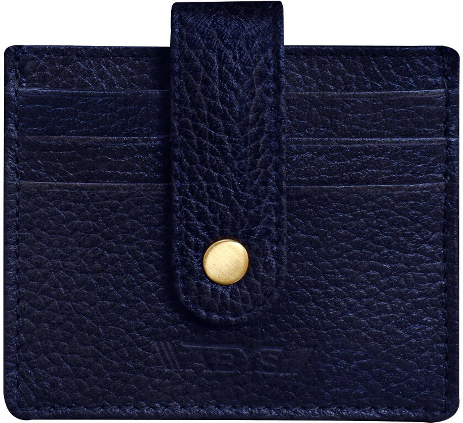 ABYS Front Pocket Wallet with Button Closure Money Clip Genuine Leather Card Holder 6 Card Holder