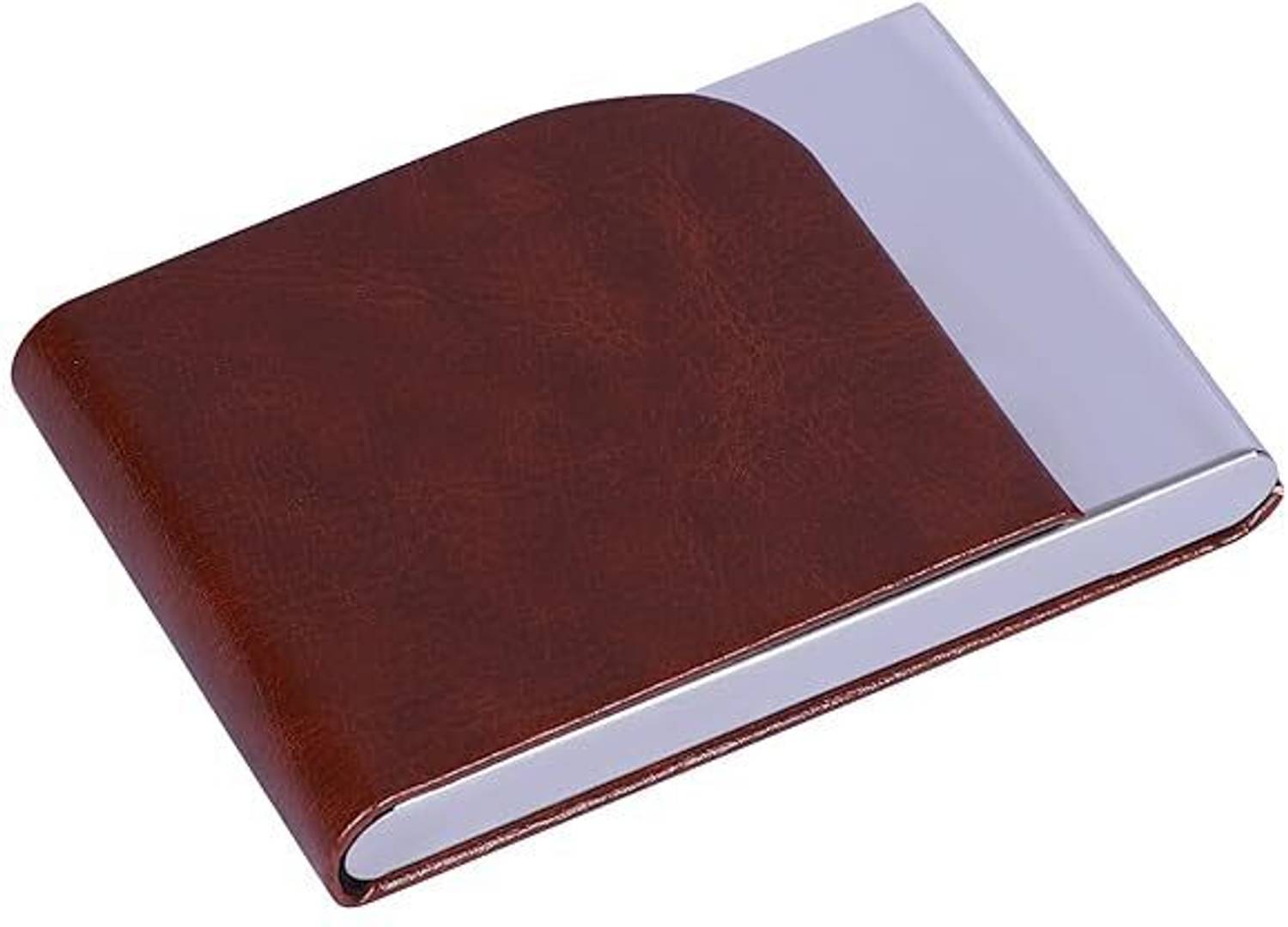 Bluedeal Business Card Holder Metal Visiting Card Case Classy PU Leather Unisex 20 Card Holder