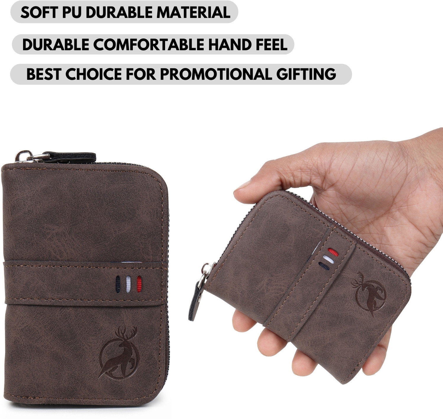 Image of Flipkart SmartBuy Long-Lasting 9 Card Slot|2 Cash Slot Brown Leather Zip Debit /Credit 10 Card Holder