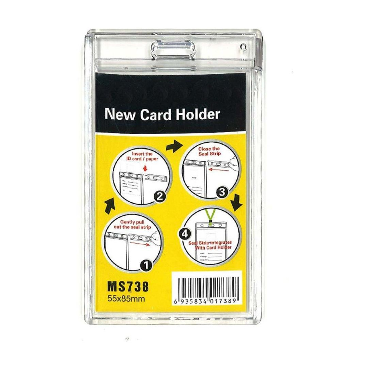 Image of WeKonnect Fully Transparent ID Card Holder, Badge Holder | Crystal Clear, Hard Plastic with Lockable Features and Waterproof for Vertical Cards Only (Pack of 5) can hold 1 Card Holder (Set of 5, White)