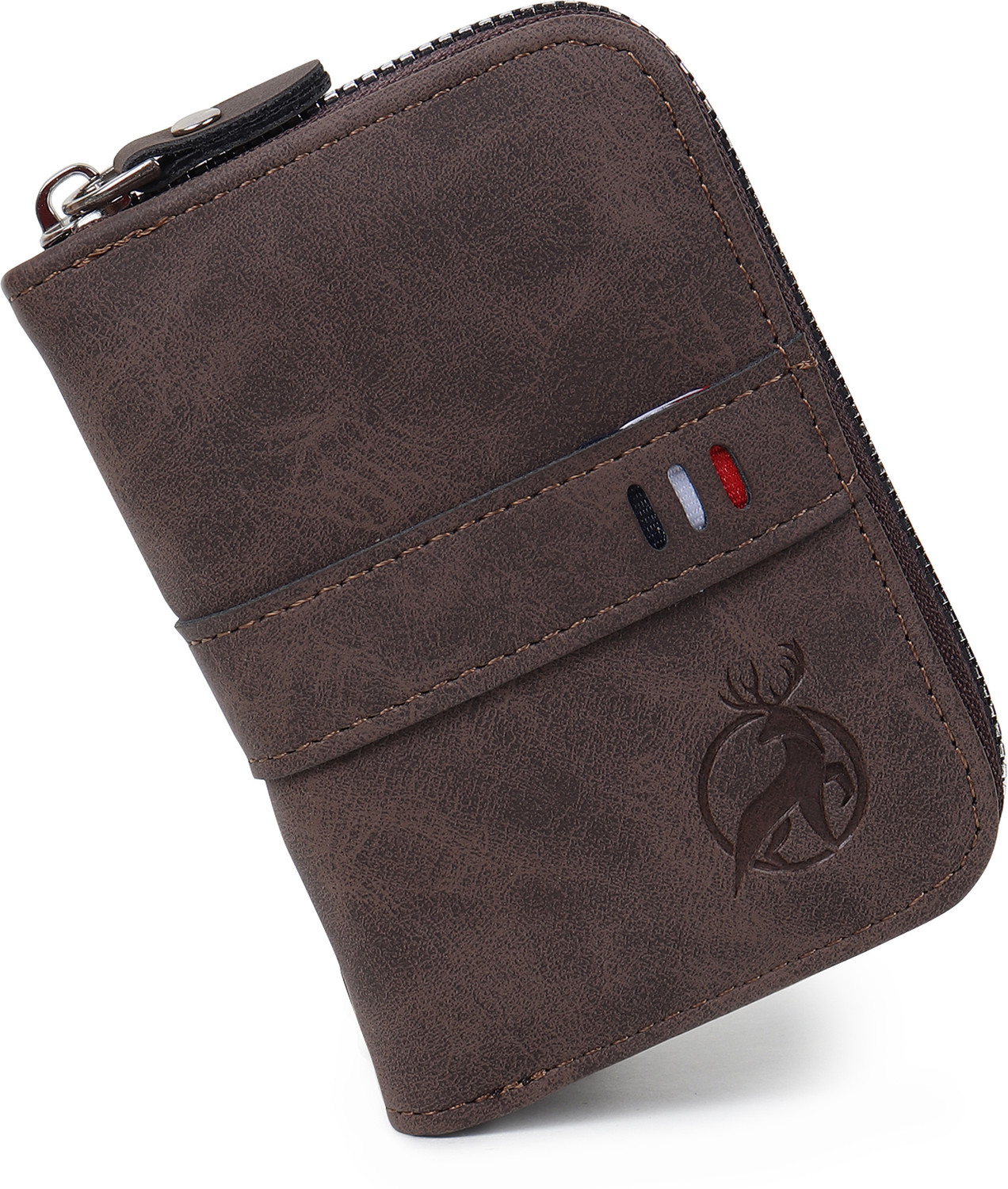 Image of Flipkart SmartBuy Long-Lasting 9 Card Slot|2 Cash Slot Brown Leather Zip Debit /Credit 10 Card Holder