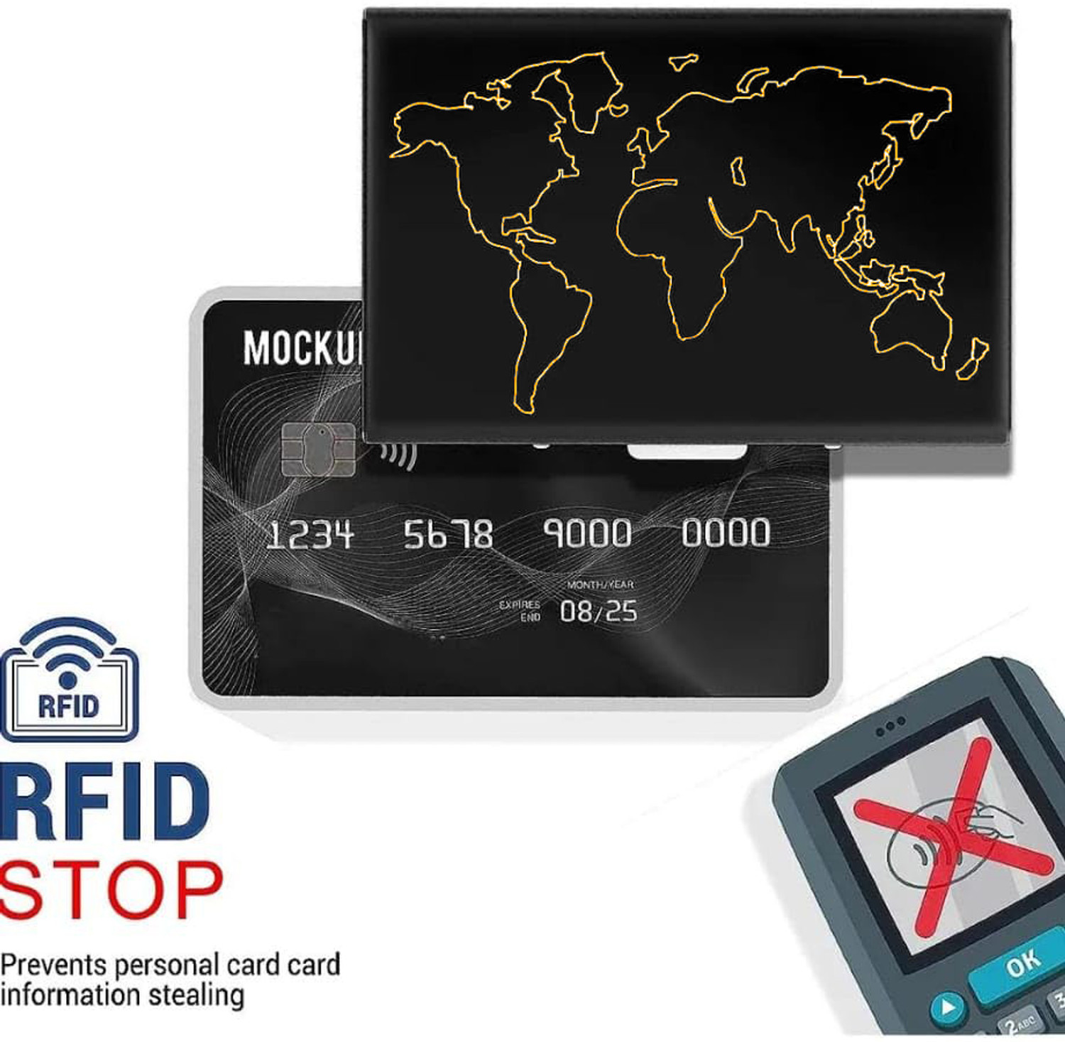 Image of Flipkart SmartBuy World Map Black Metal RFID Metal Debit /Credit For Men & Women Slots 6 Card Holder