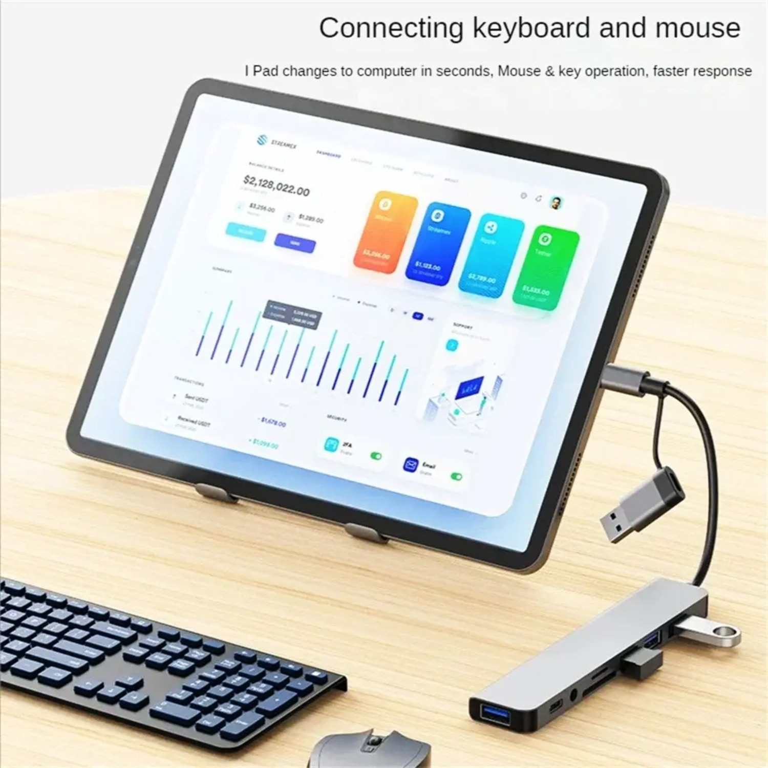 Image of fotokina 8 in 1 Ports USB a Type C USB HUB SD TF Card Reader Card Reader
