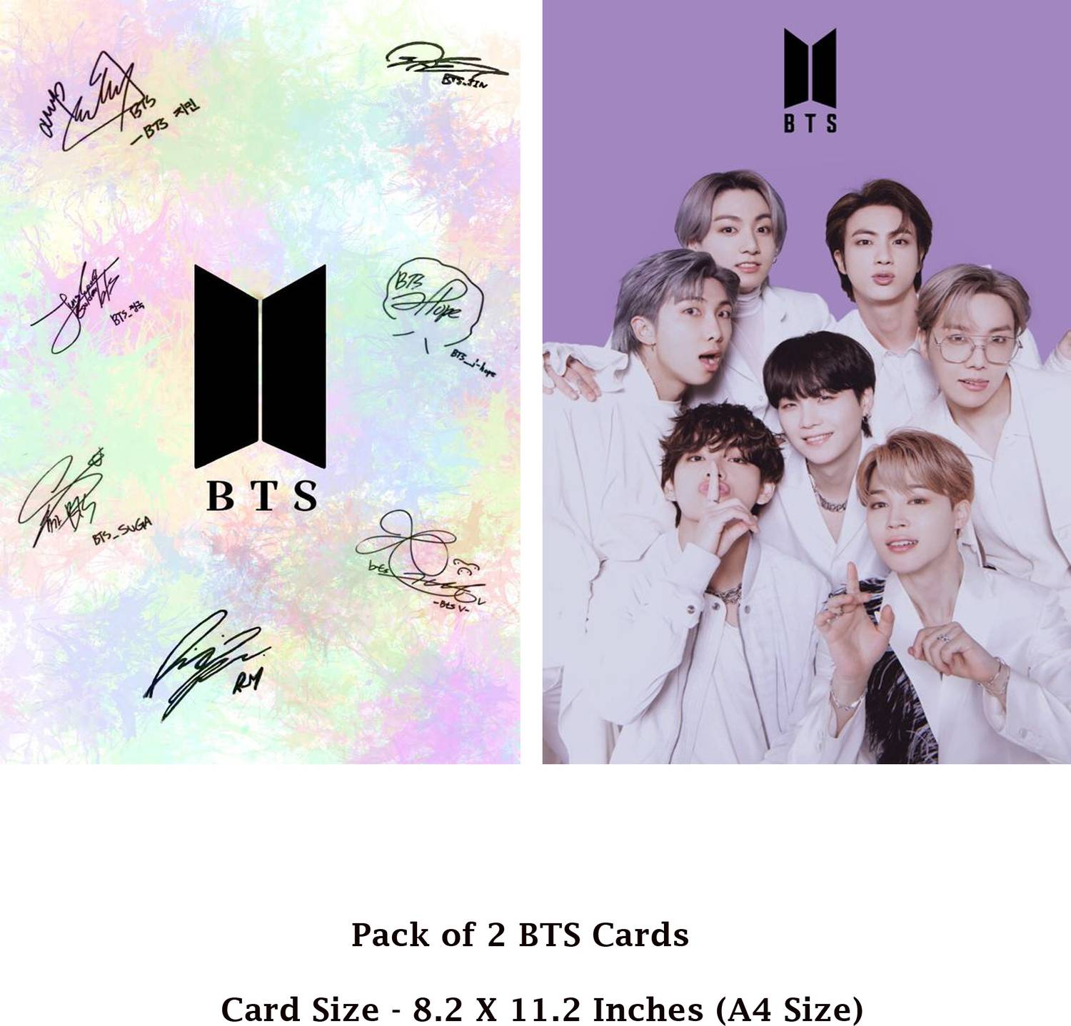 Stylotrendz Pack of 2 A4 Size BTS Signature Card and BTS Army BTS