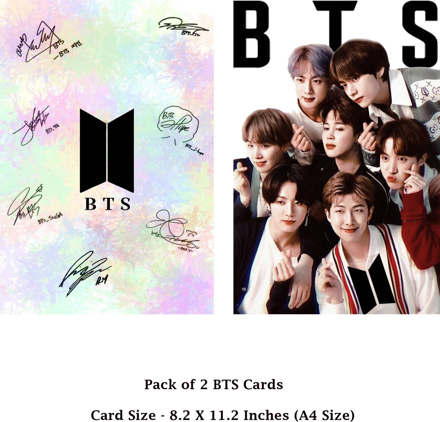 Stylotrendz Pack of 2 A4 Size BTS Signature Card and BTS Army BTS