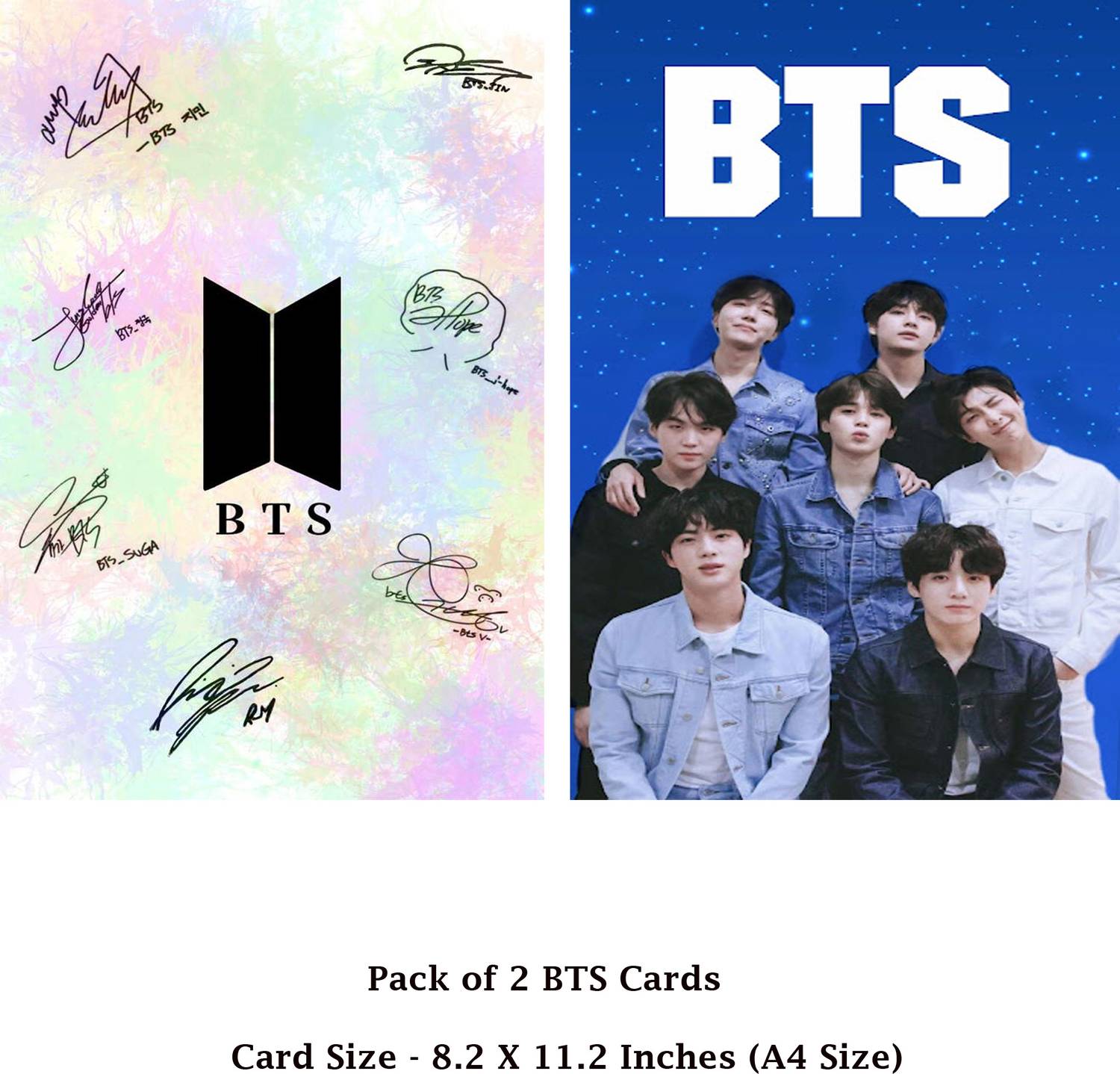 Stylotrendz Pack of 2 A4 Size BTS Signature Card and BTS Army BTS