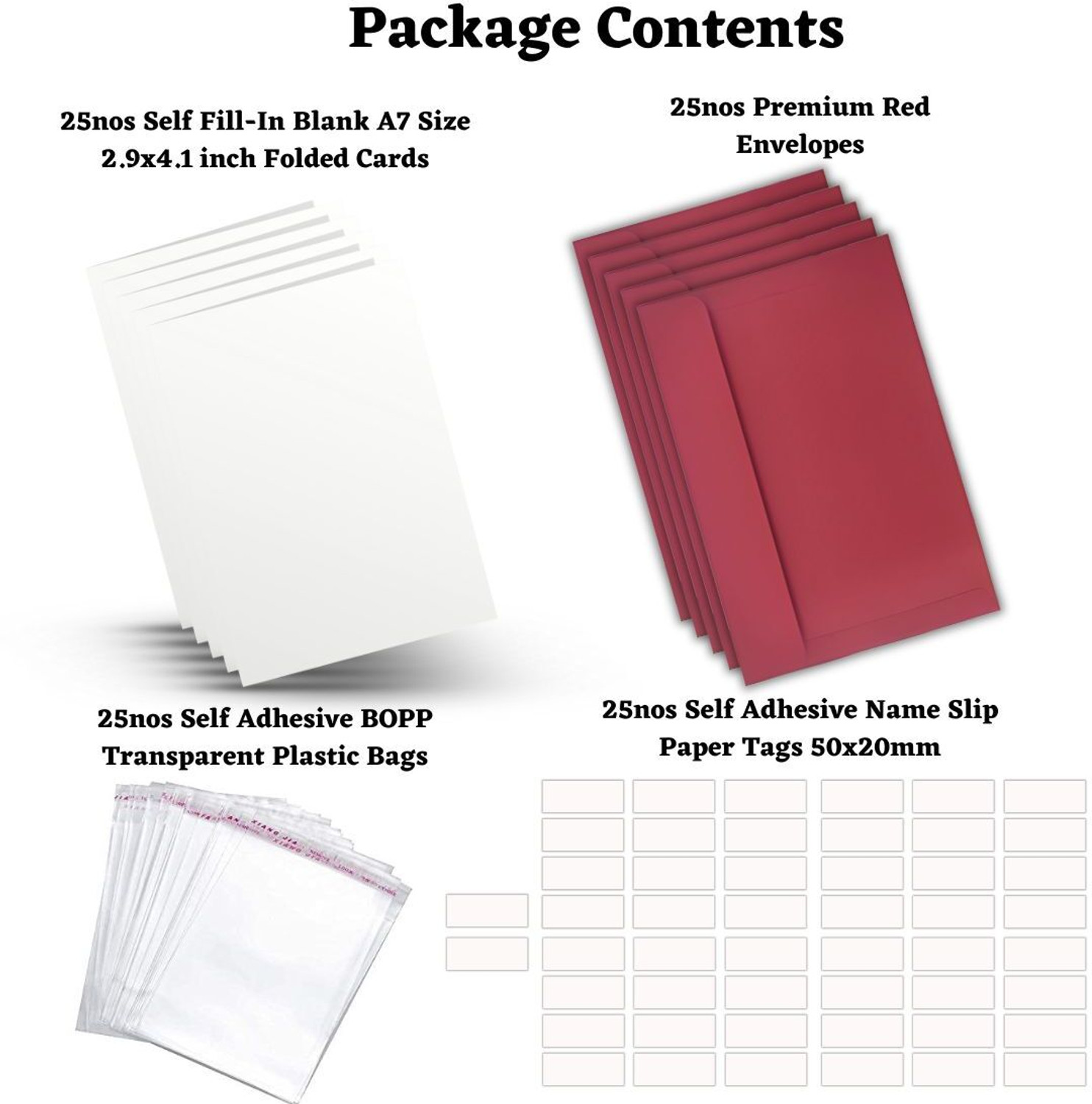 Image of AanyaCentric Blank White Folded Card Stock 2.9x4.1 inch with Premium Red Envelopes Post Card