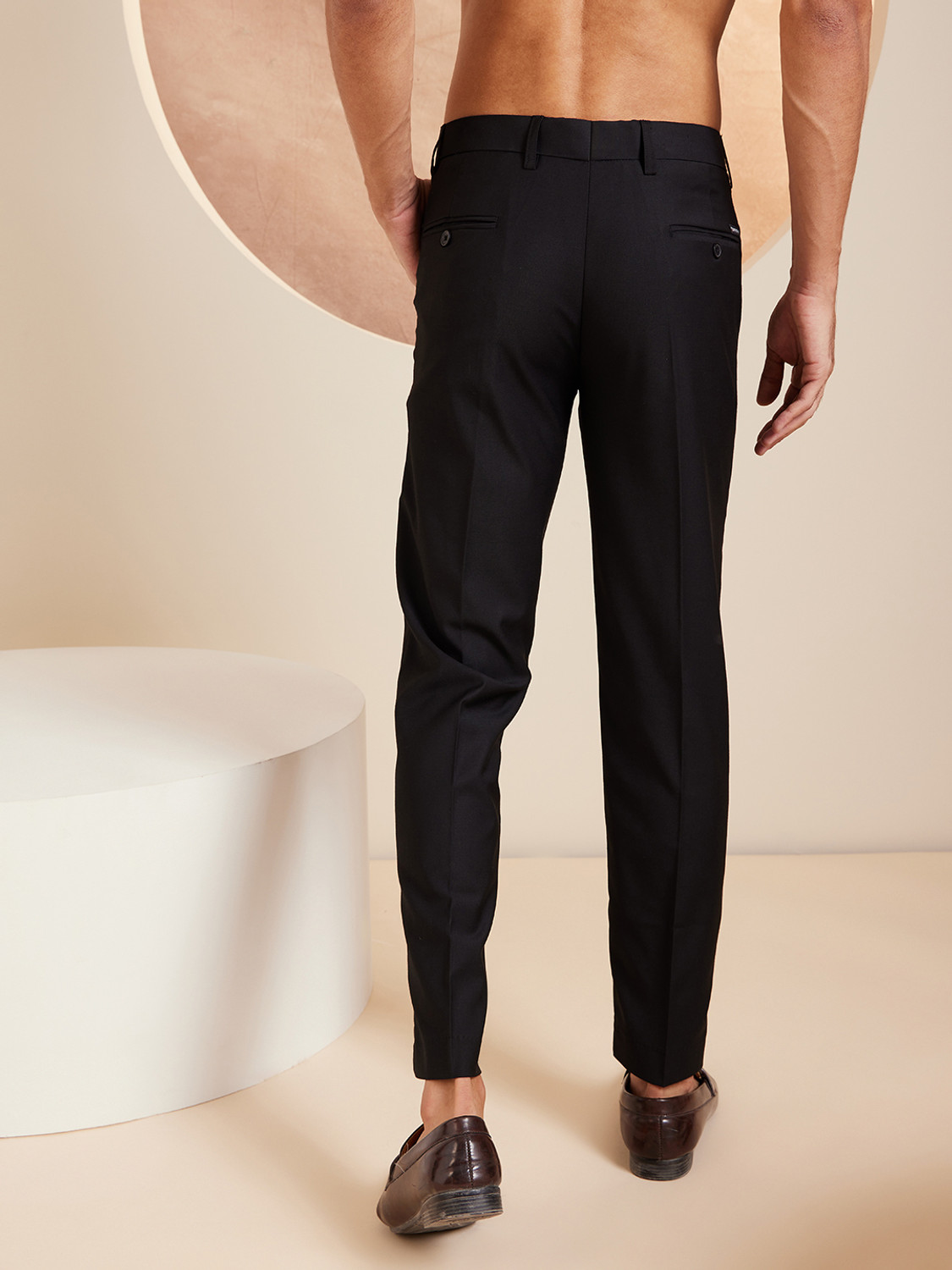 Image of DENNISON Regular Fit Men Black Trousers