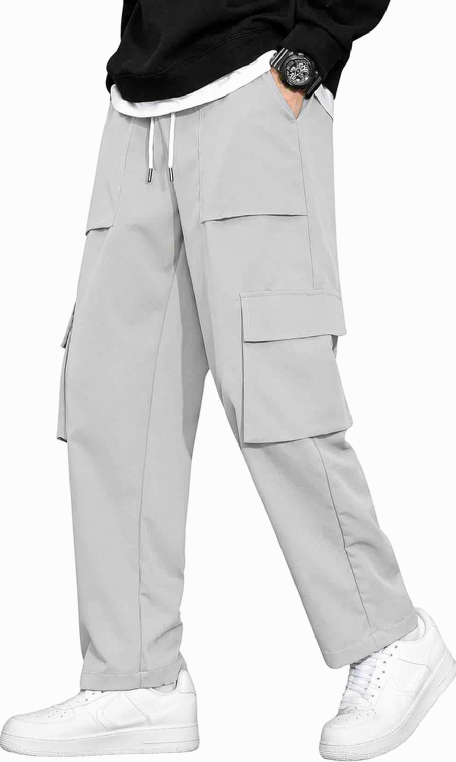 Image of URBNHYPE Solid Men Grey Track Pants