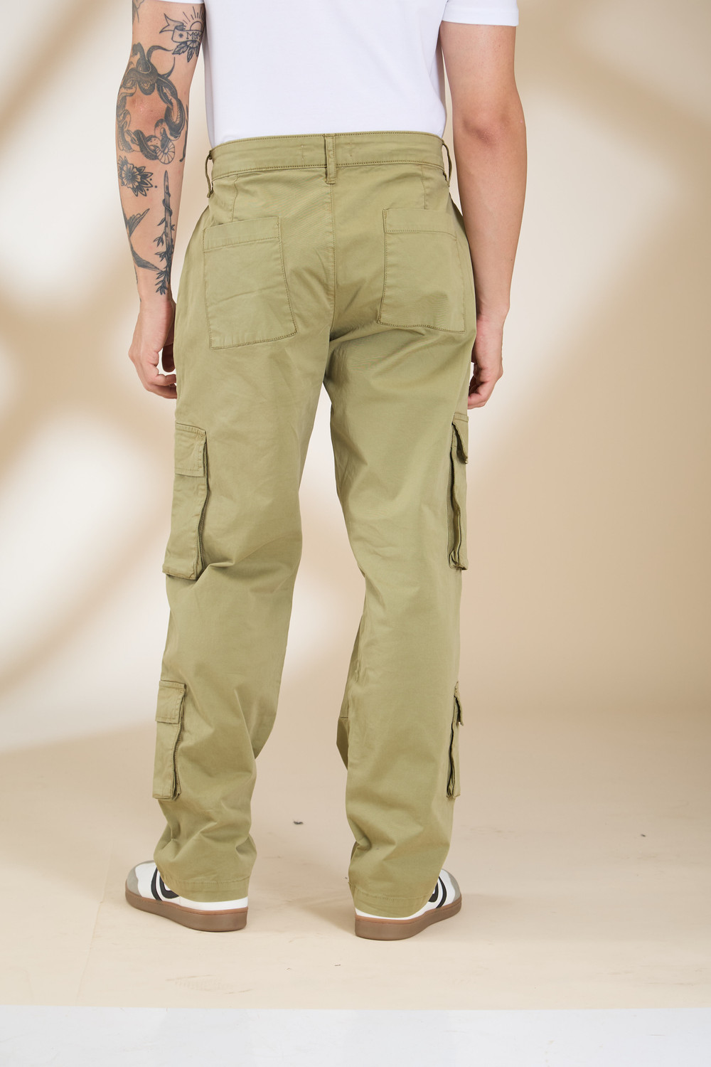 Image of BEING HUMAN Olive Loose Fit Cargos for Men By Being Human Clothing Men Cargos
