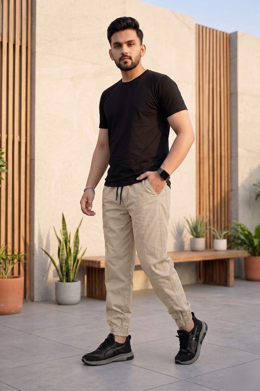 Image of VENRBD Tapered Men Khaki Trousers