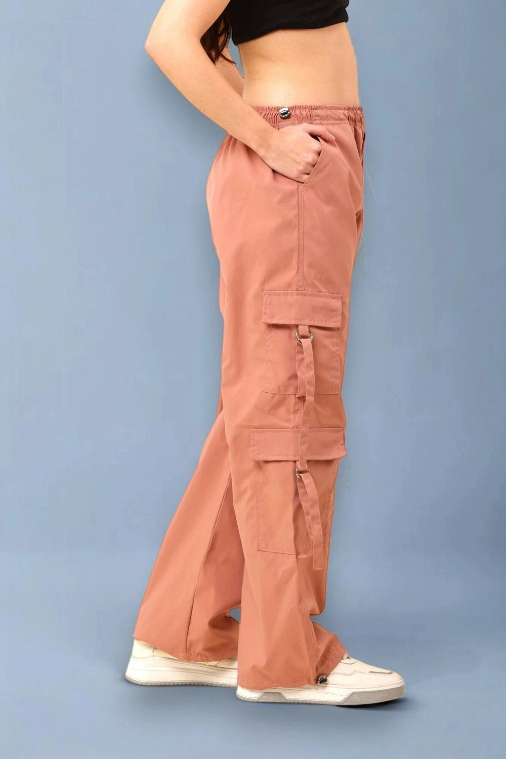 Image of SQEW High Waist Pants With 6-Pocket Loose Fit For Women Cargos