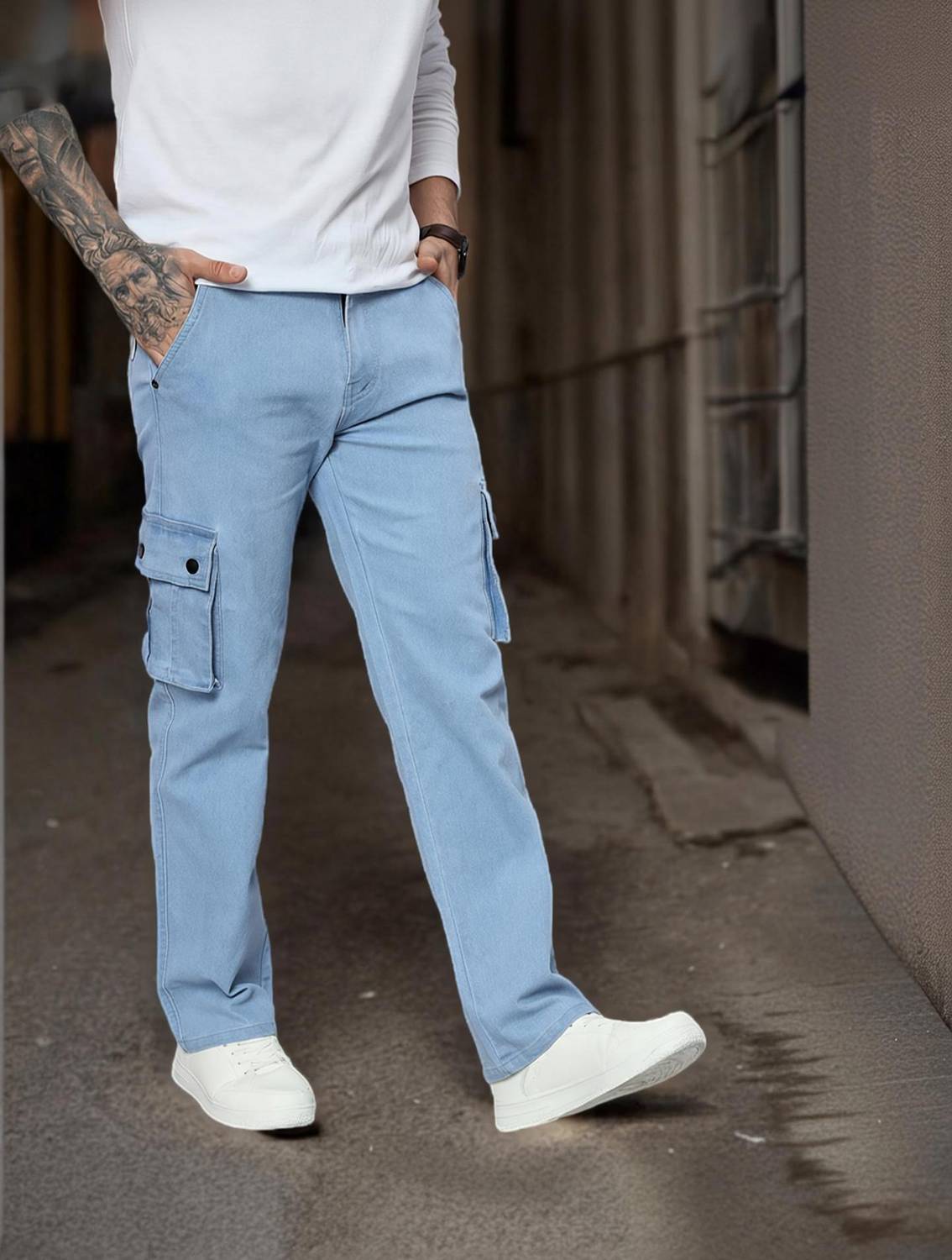 DENIM Men Blue Cargos - Image 1