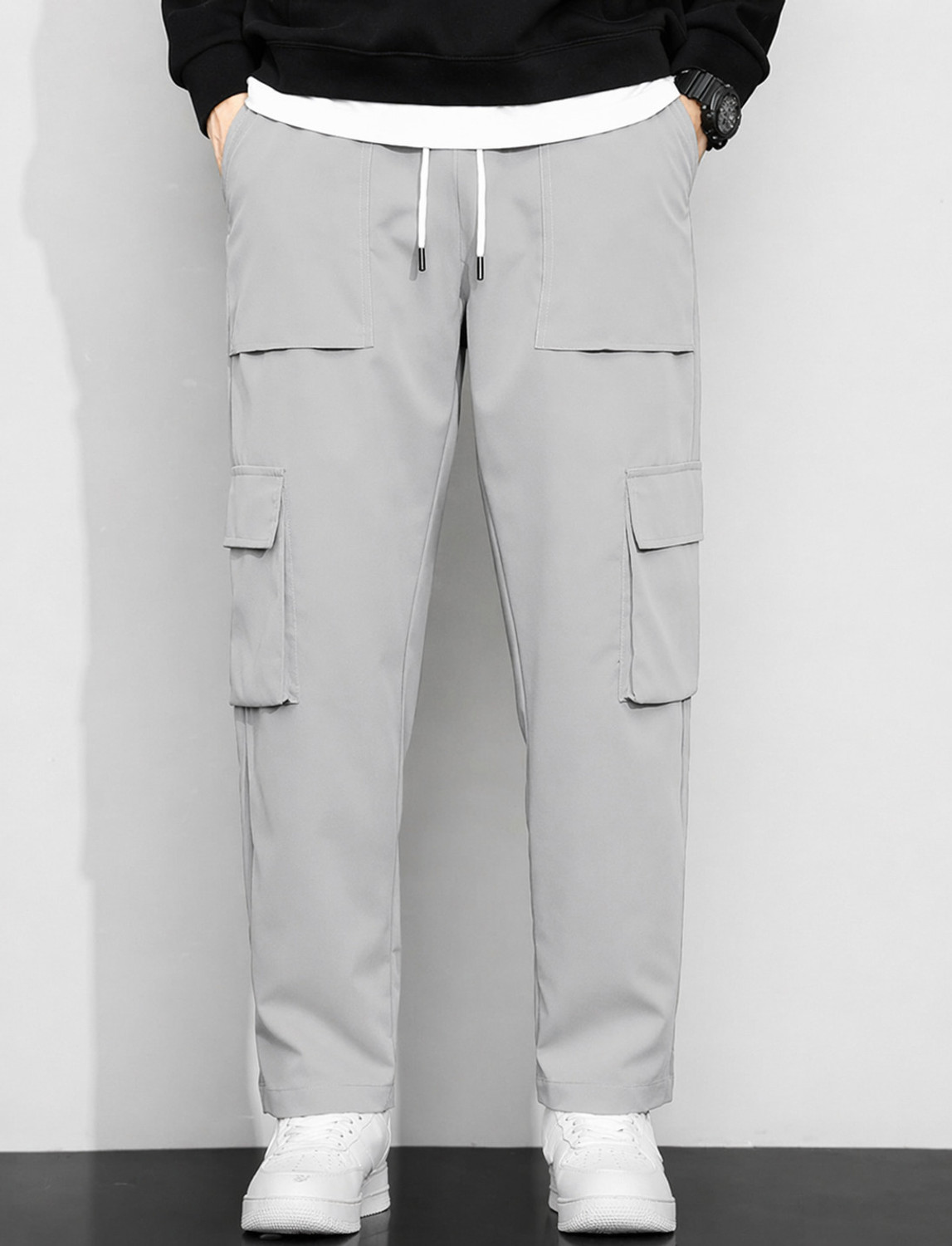 Image of URBNHYPE Solid Men Grey Track Pants
