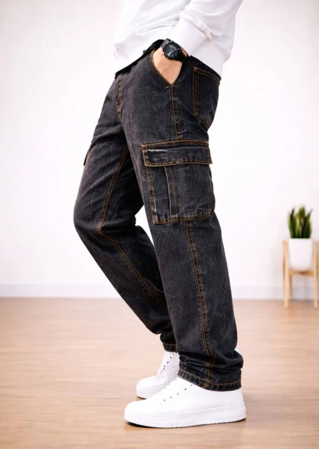 Playfeel Men Dark Grey Jeans - Image 4