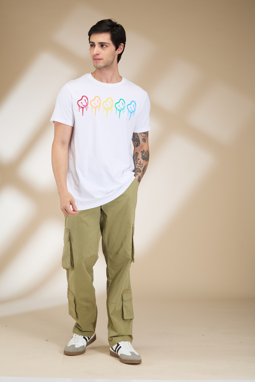 Image of BEING HUMAN Olive Loose Fit Cargos for Men By Being Human Clothing Men Cargos