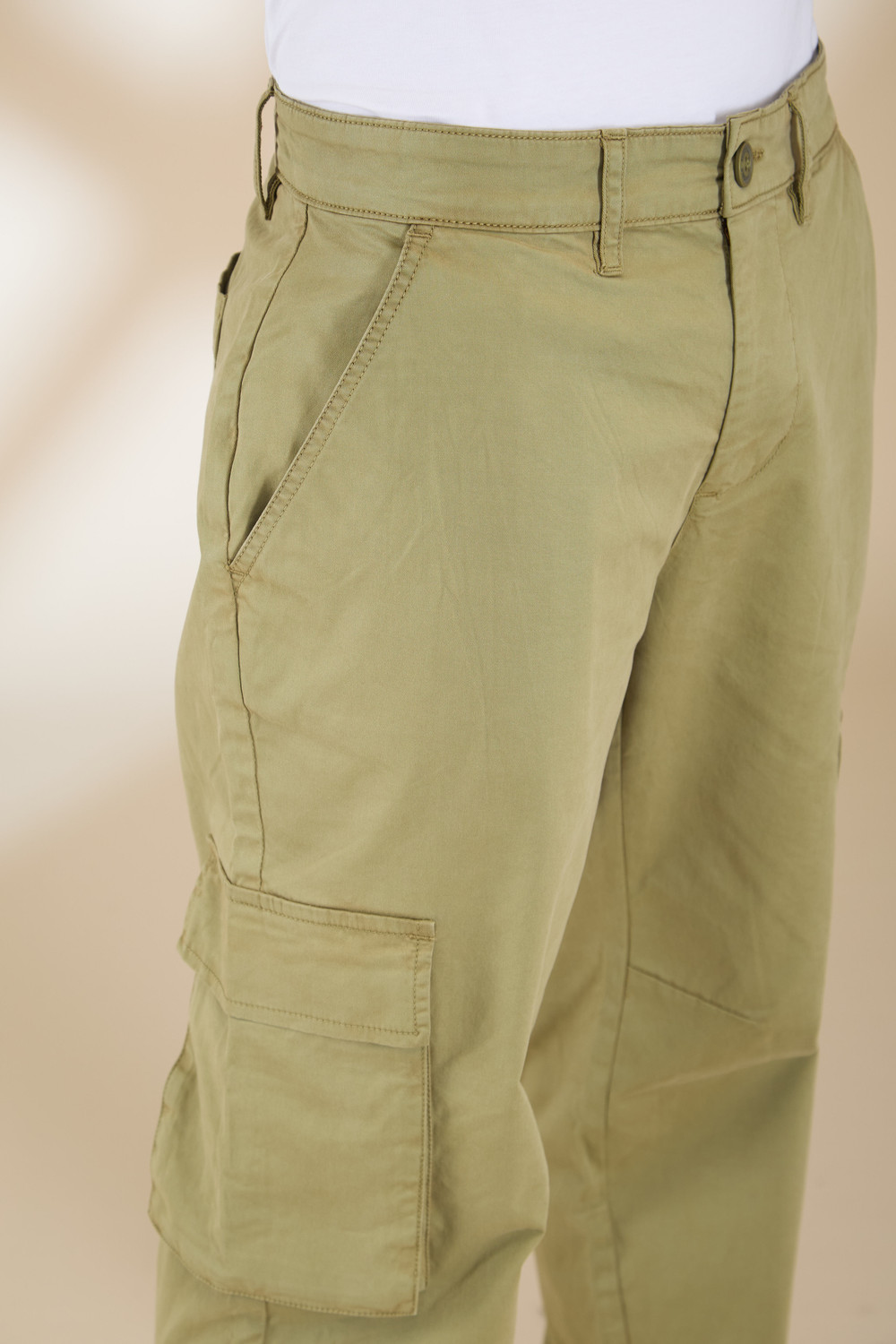 Image of BEING HUMAN Olive Loose Fit Cargos for Men By Being Human Clothing Men Cargos