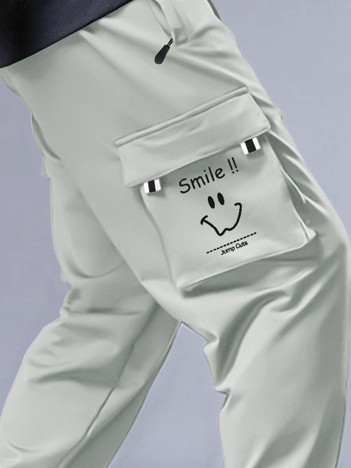 Image of Jump Cuts Relaxed Men Grey Trousers