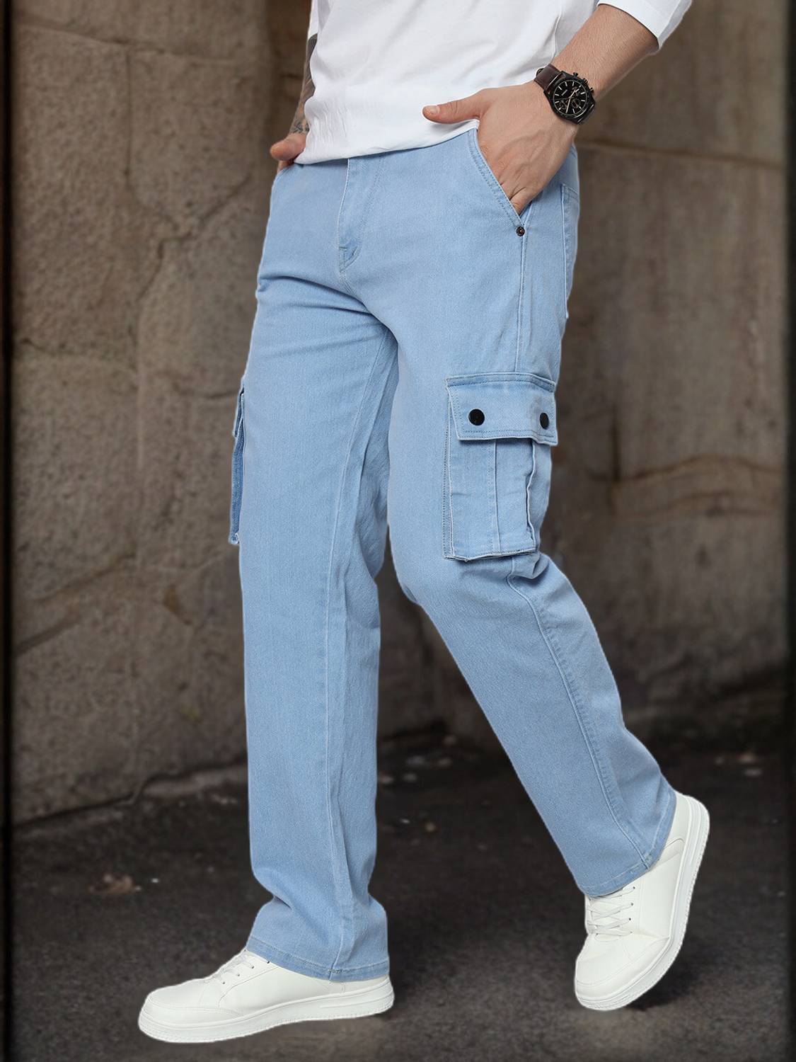 DENIM Men Blue Cargos - Image 3