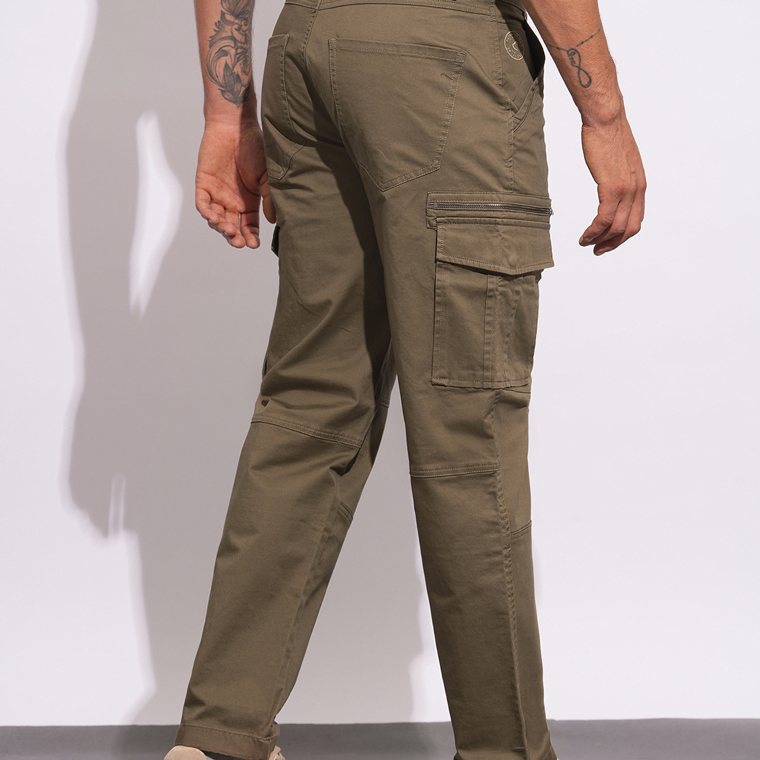 Image of BEING HUMAN Brown Easy Fit Cargos for Men By Being Human Clothing Men Cargos