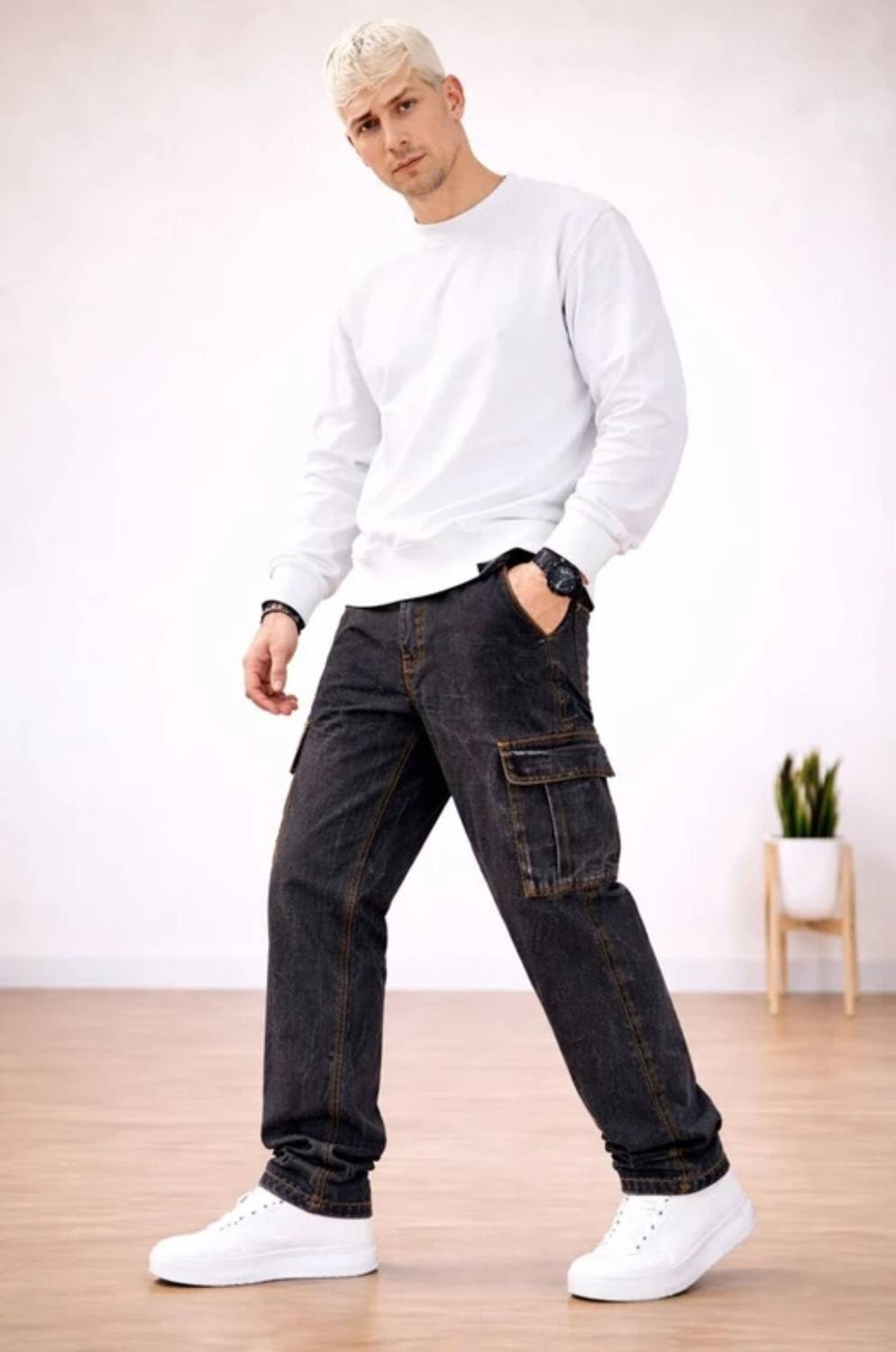 Playfeel Men Dark Grey Jeans - Image 5