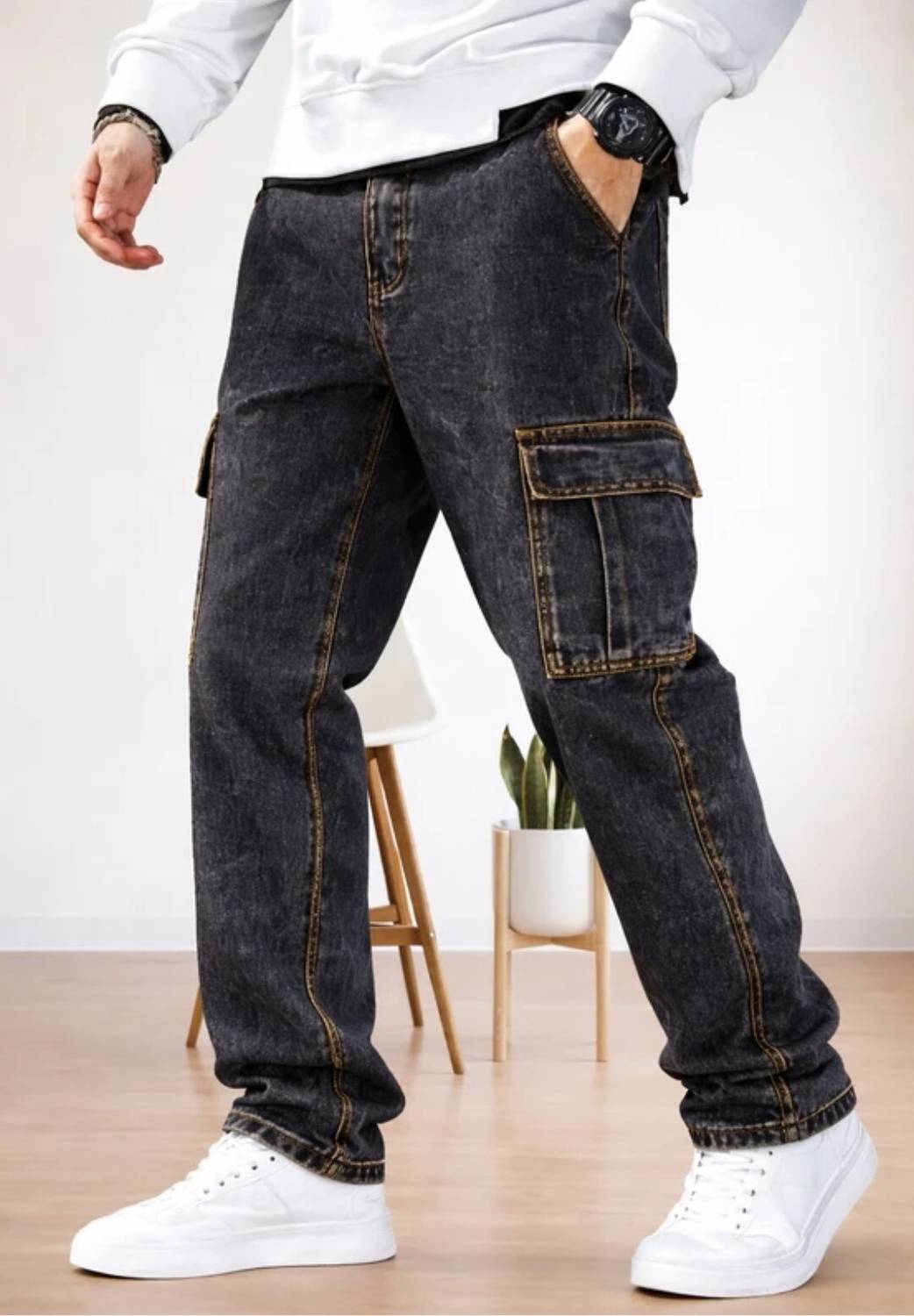 Playfeel Men Dark Grey Jeans - Image 3