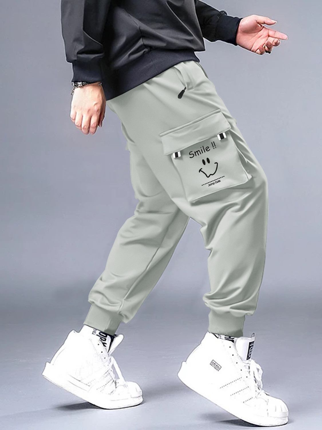 Image of Jump Cuts Relaxed Men Grey Trousers