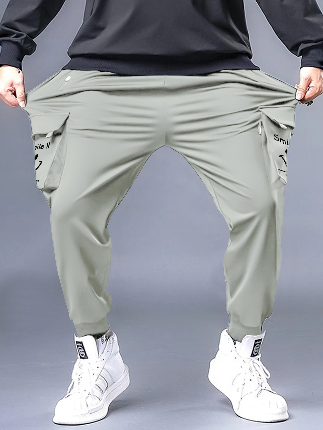 Image of Jump Cuts Relaxed Men Grey Trousers
