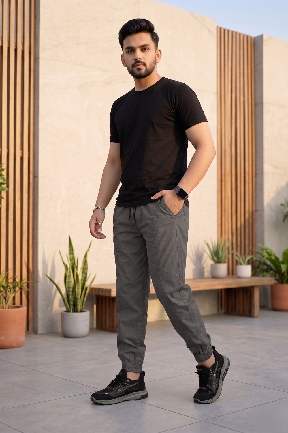 Image of VENRBD Tapered Men Grey Trousers