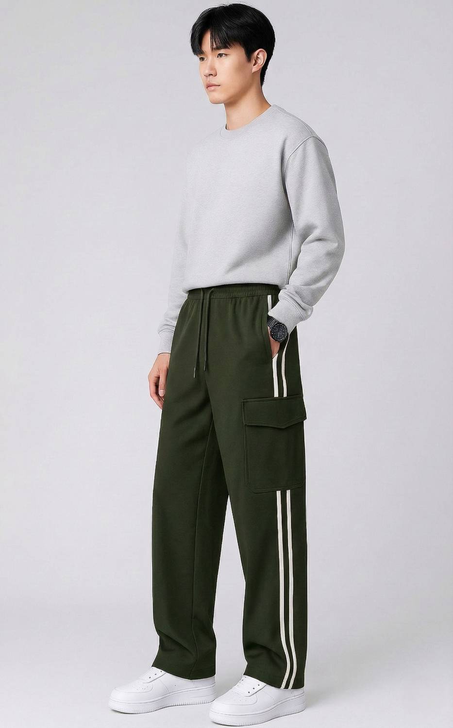 COMBRAIDED Loose Fit Dark Green Trousers - Image 5