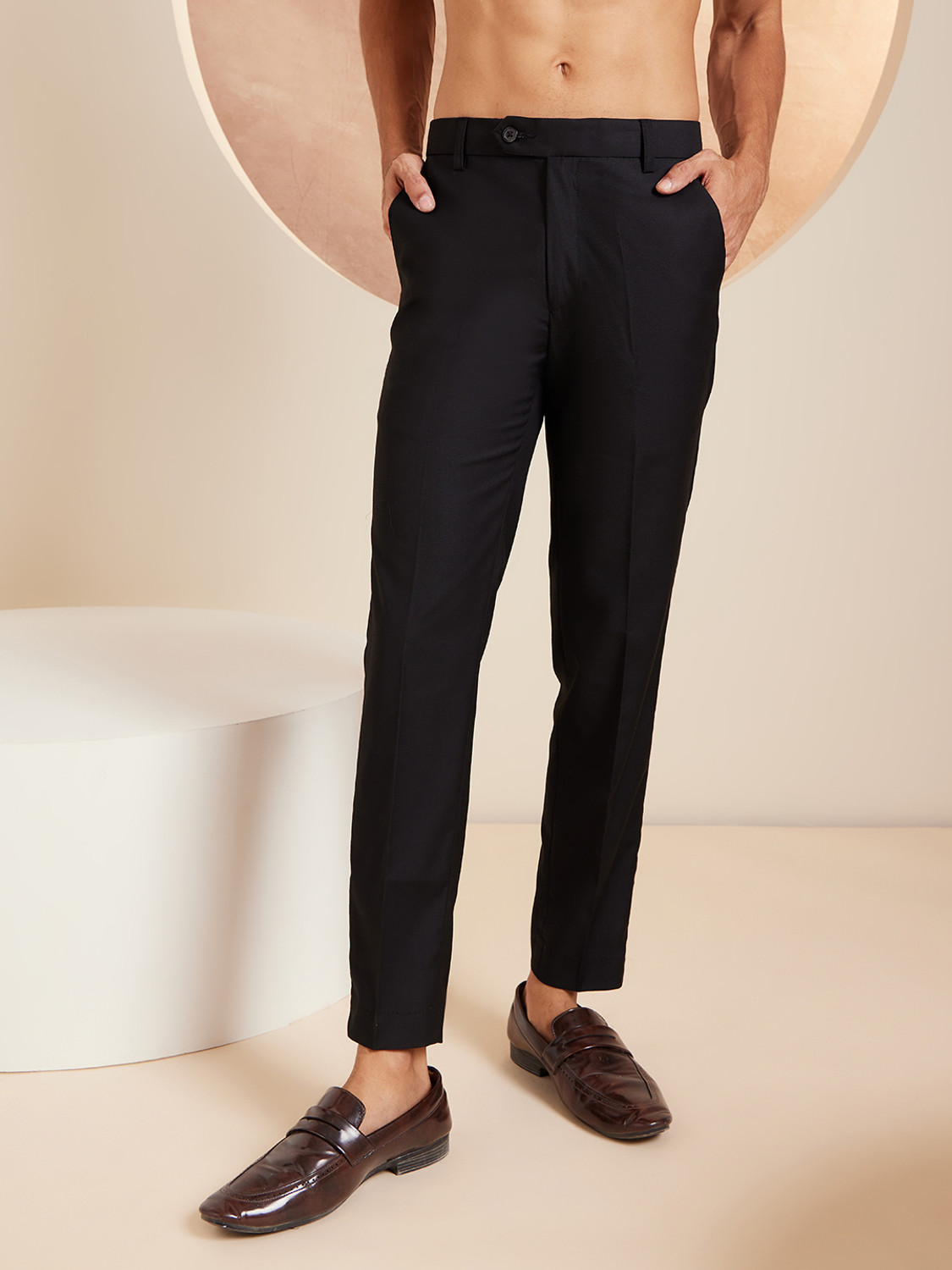 Image of DENNISON Regular Fit Men Black Trousers