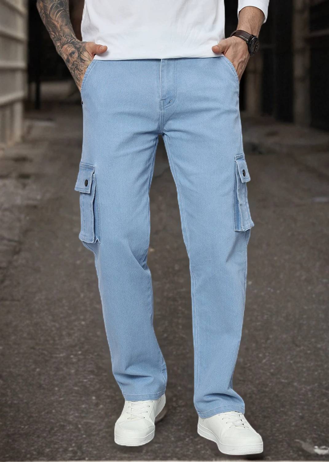 DENIM Men Blue Cargos - Image 4