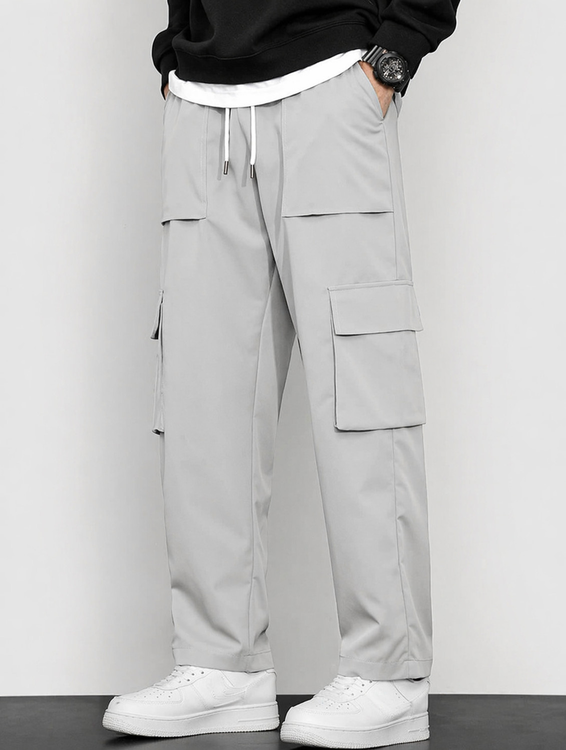 Image of URBNHYPE Solid Men Grey Track Pants