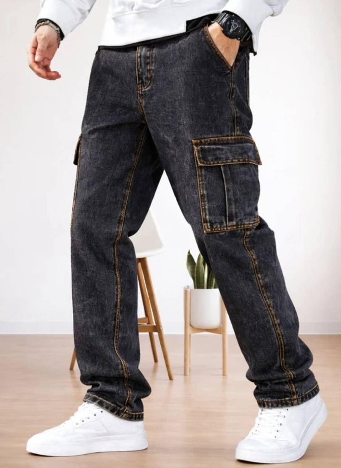 Playfeel Men Dark Grey Jeans - Image 1