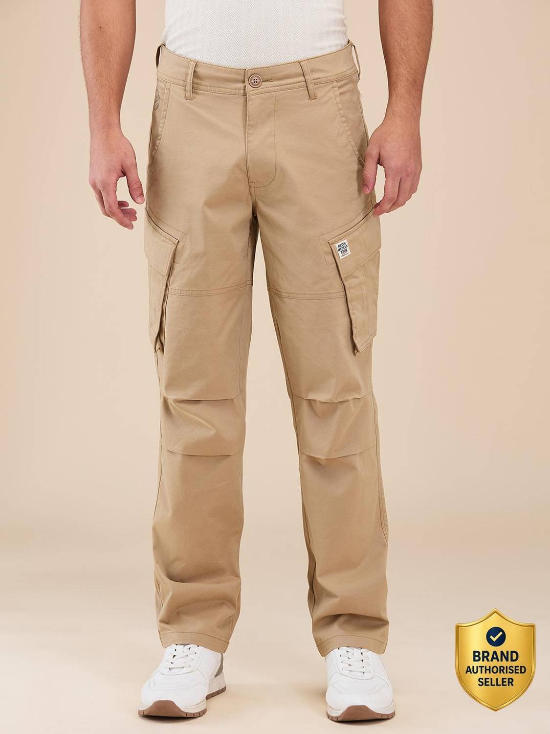 BEING HUMAN Khaki Slim Fit Cargo For Men By Being Human Clothing Men Cargos