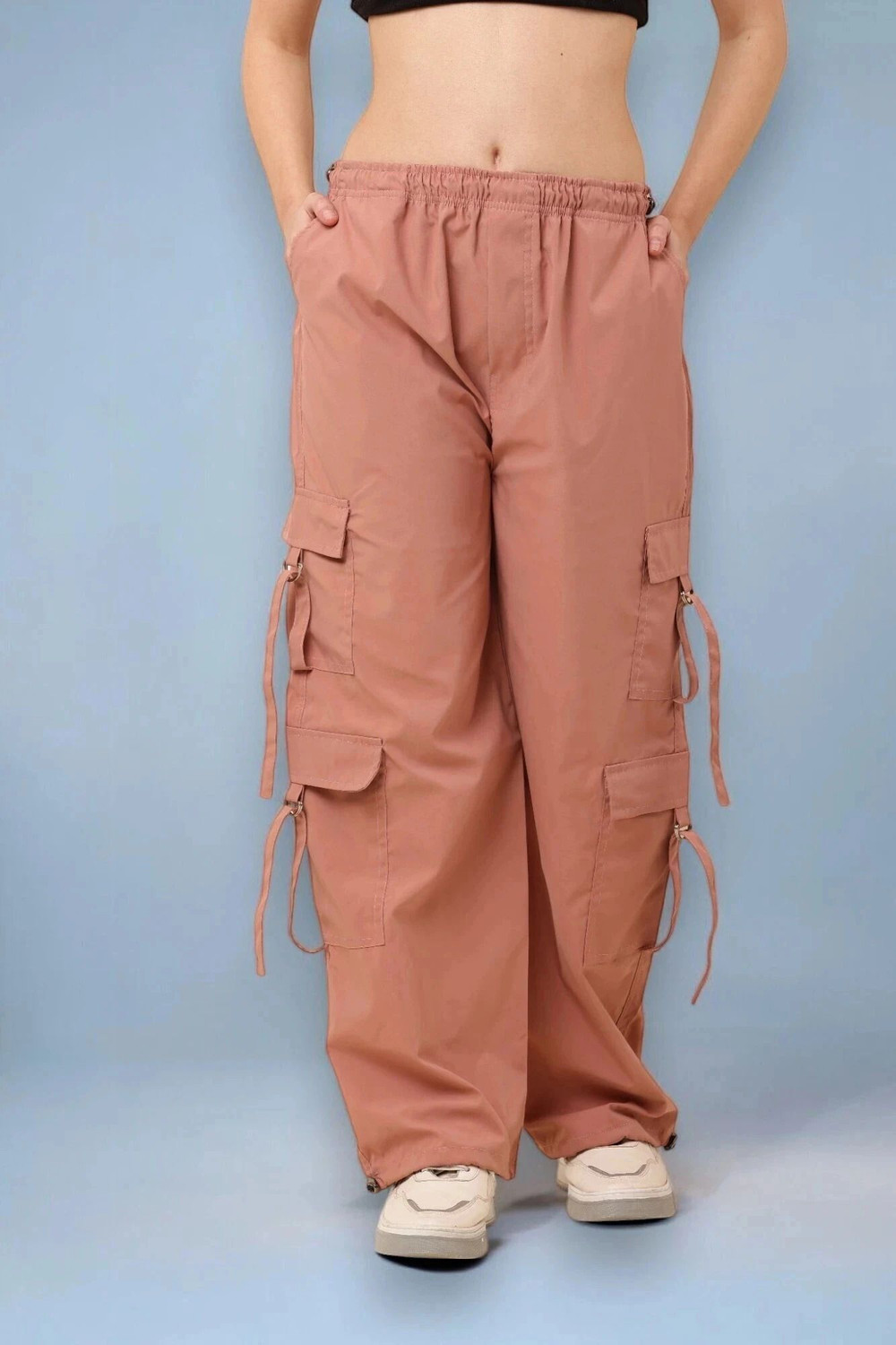 Image of SQEW High Waist Pants With 6-Pocket Loose Fit For Women Cargos
