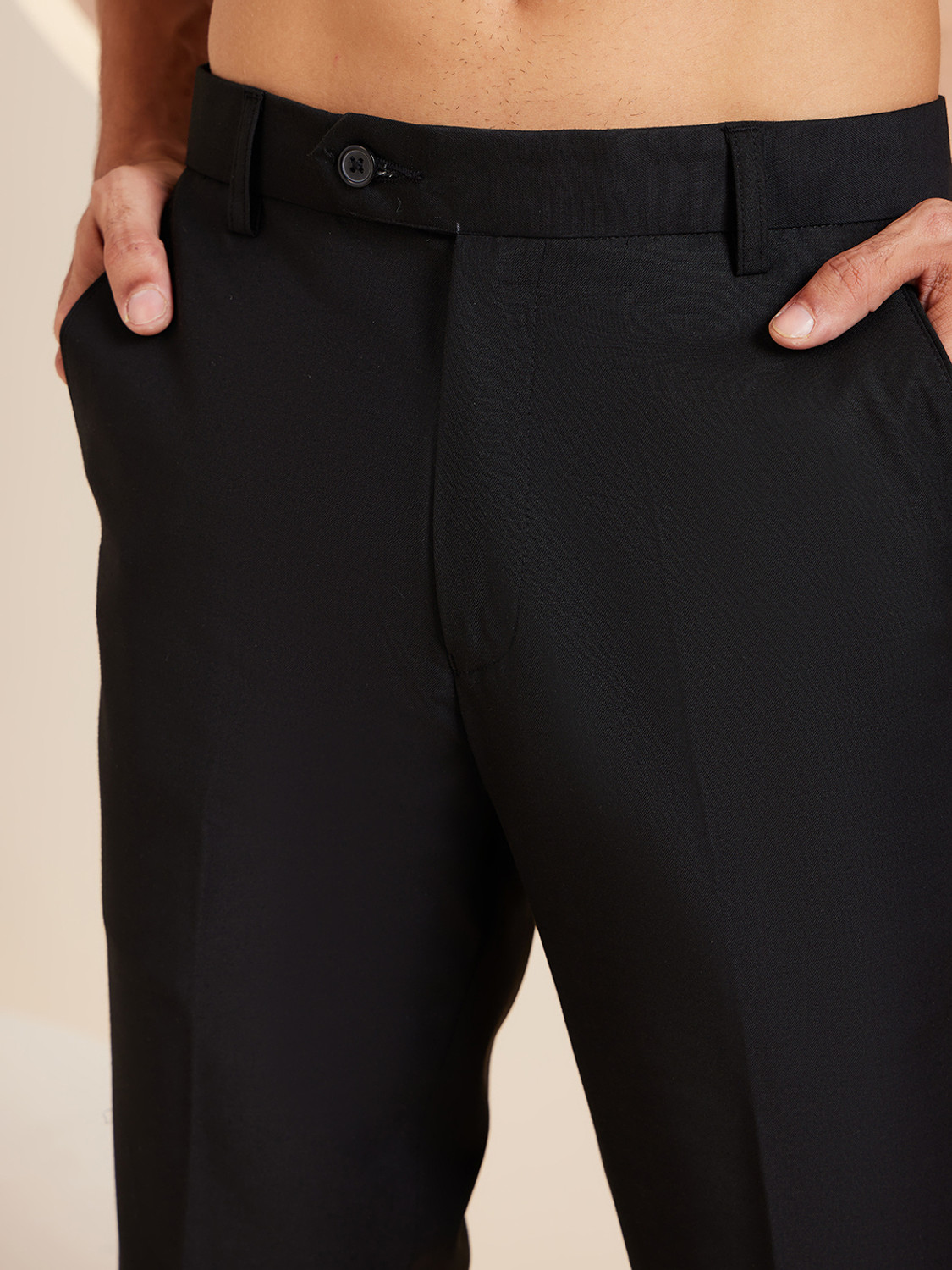 Image of DENNISON Regular Fit Men Black Trousers