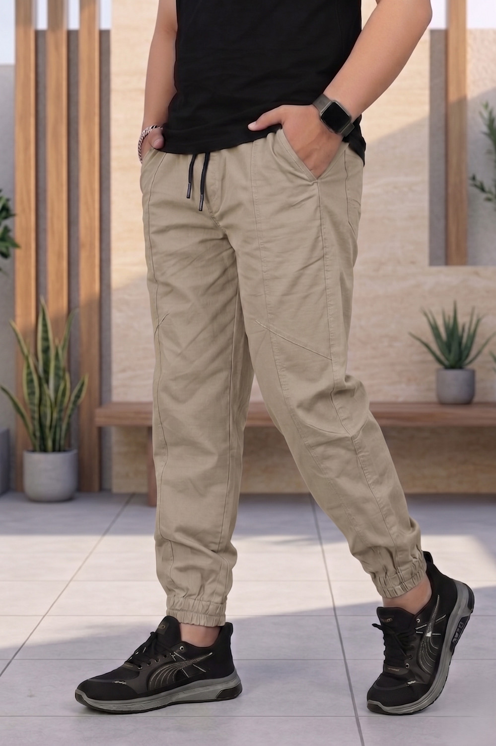 Image of VENRBD Tapered Men Khaki Trousers