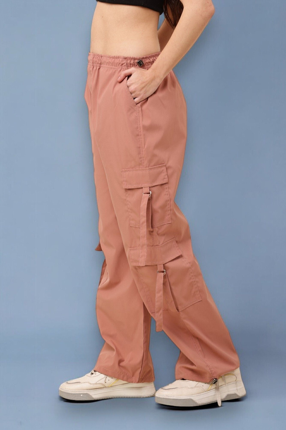 Image of SQEW High Waist Pants With 6-Pocket Loose Fit For Women Cargos