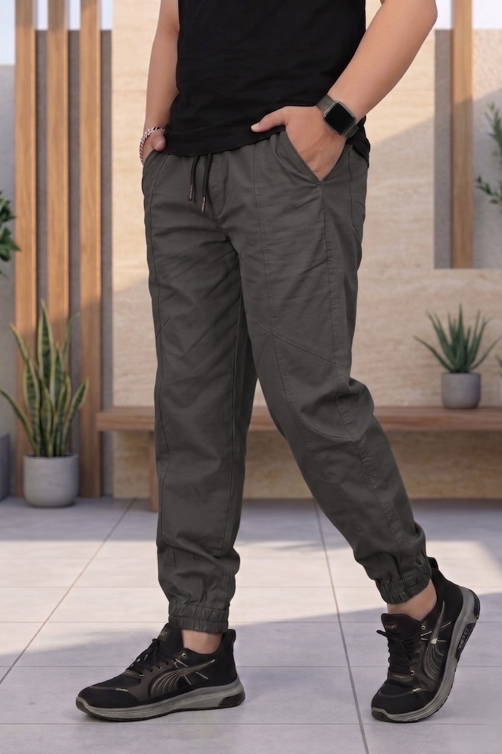 Image of VENRBD Tapered Men Grey Trousers