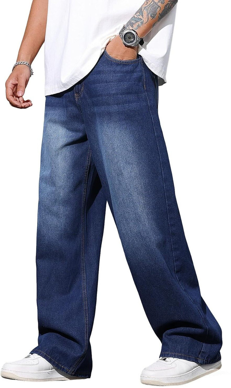 Image of SHIMTEC Baggy Fit Men Dark Blue Jeans
