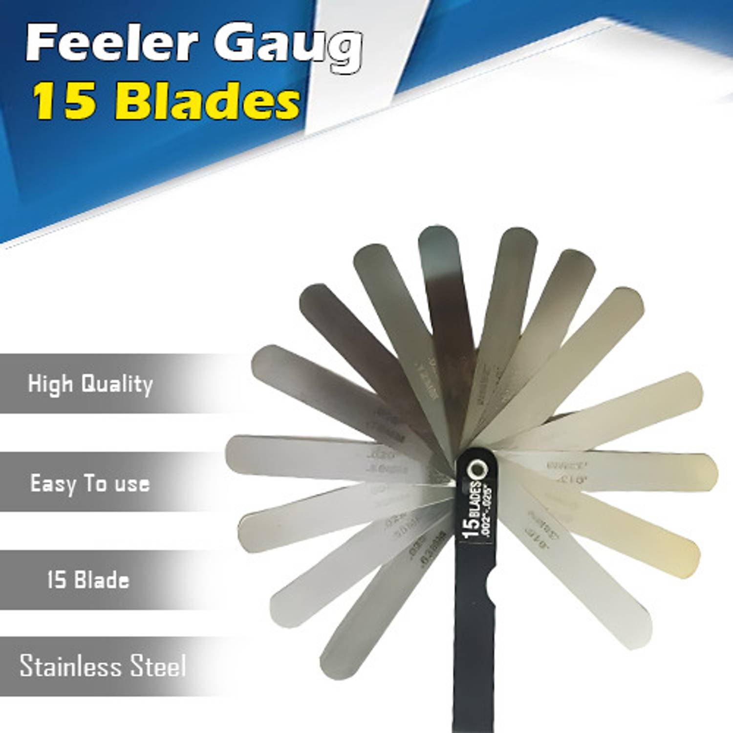 ARQEST 15 Blades Feeler Gauge Metric & Inch Gap Filler .002'' .025'' Arq_ab Marking Gauge