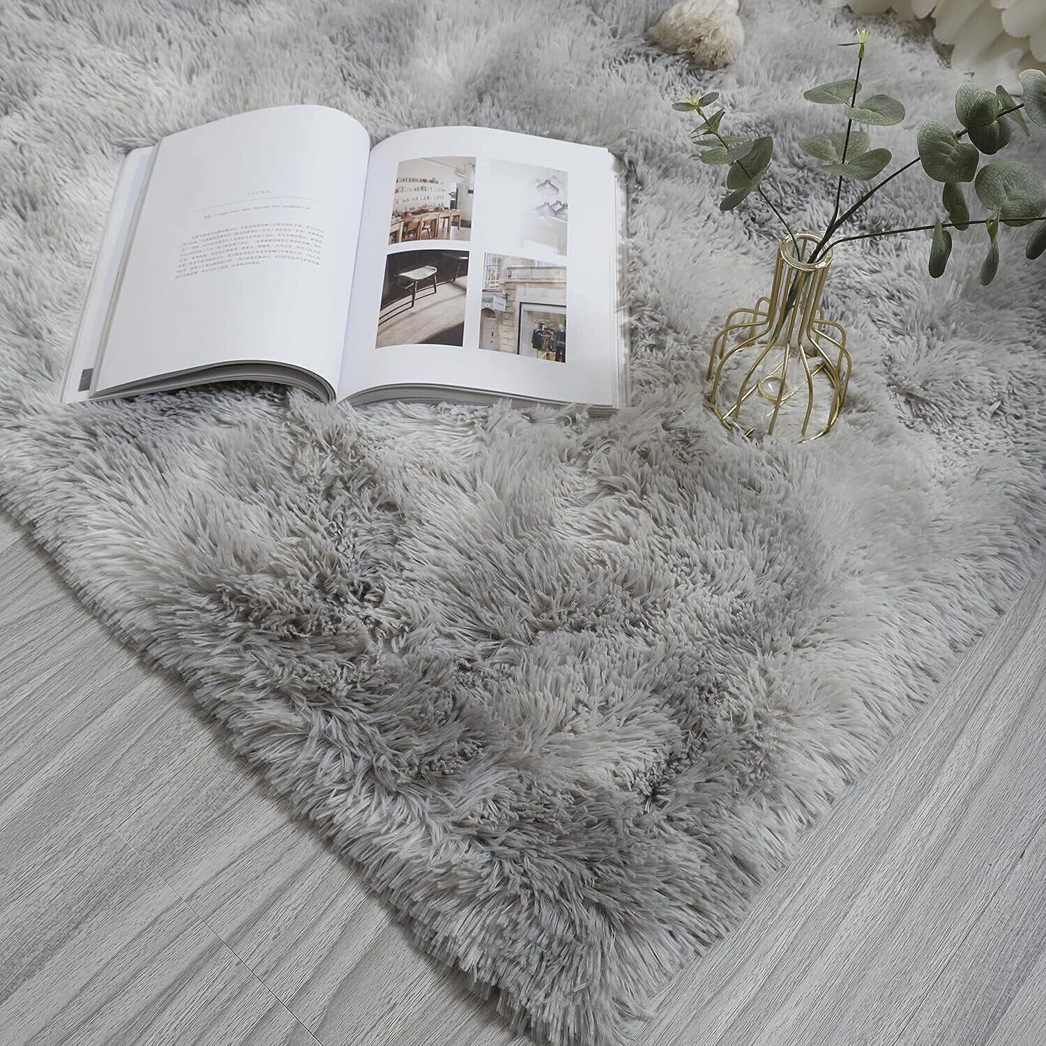 Image of KAYNAT CARPET 150 cm X 210 cm Polyester Carpet (Rectangle, Silver, Grey)