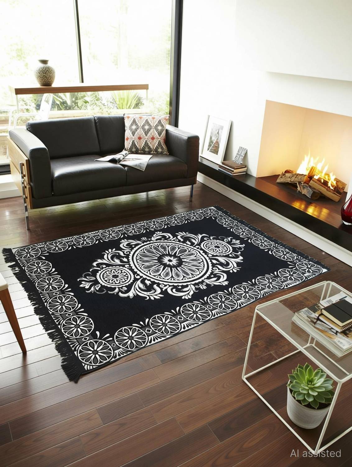 AAZEEM 5 ft X 7 ft Velvet Carpet