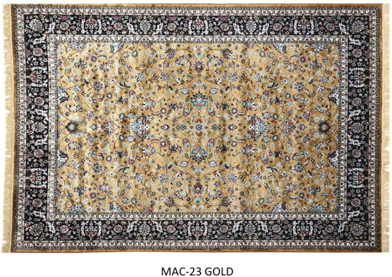 Image of ELISHAH 5 ft X 7 ft Silk Carpet (Rectangle, Yellow)