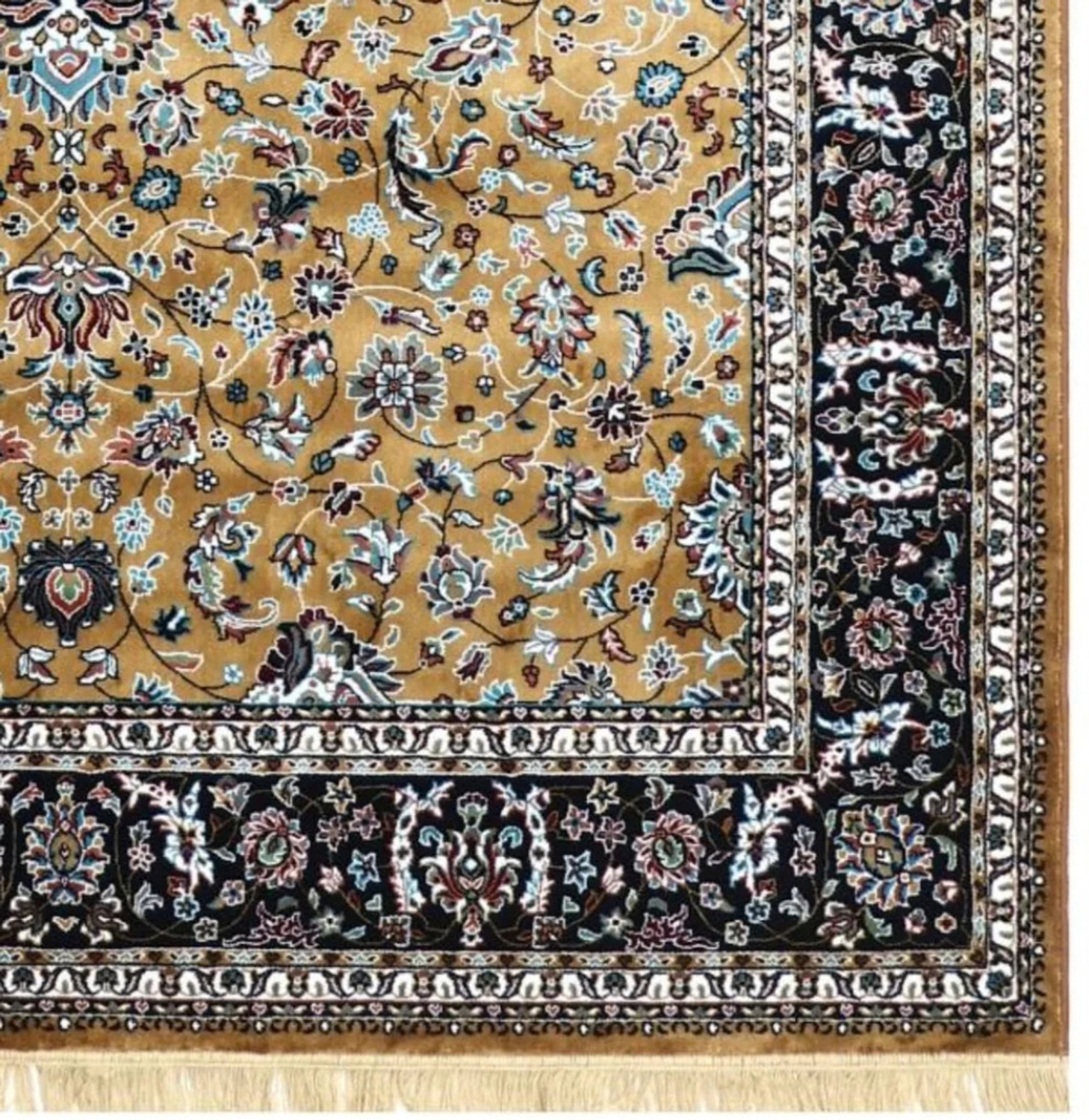 Image of ELISHAH 5 ft X 7 ft Silk Carpet (Rectangle, Yellow)