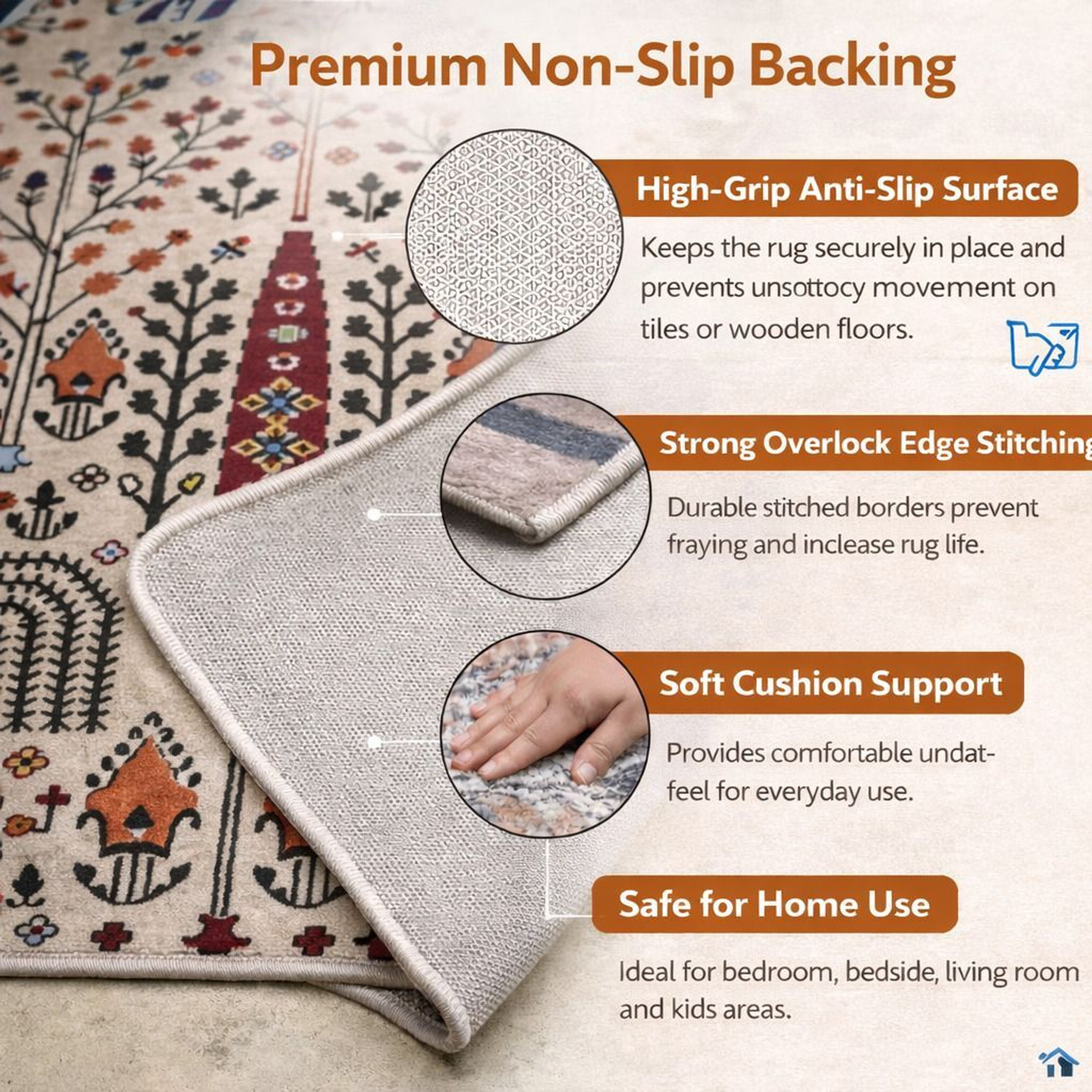 Image of Flipkart SmartBuy 121 cm X 182 cm Polyester Carpet (Rectangle, Beige)