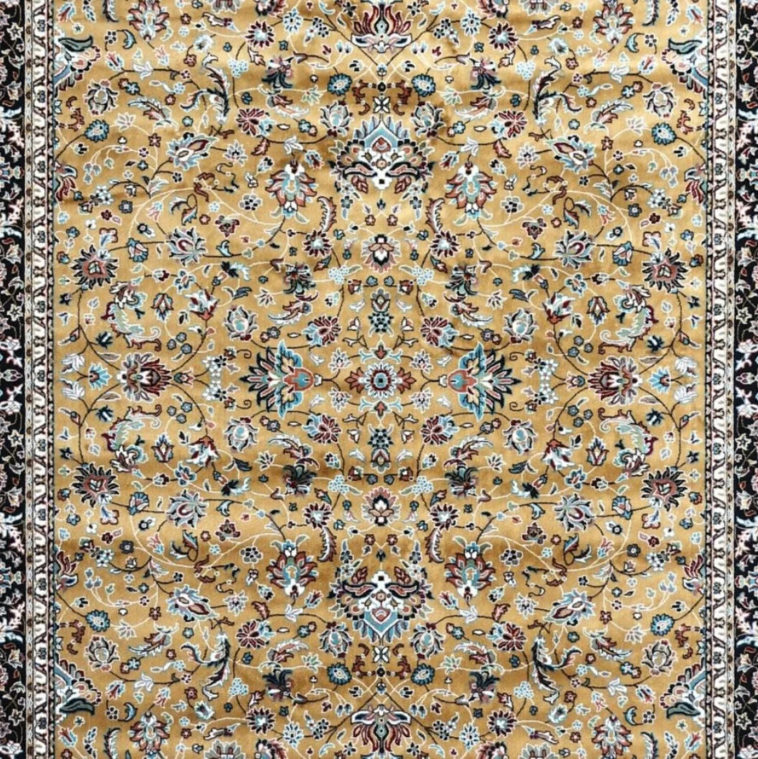 Image of ELISHAH 5 ft X 7 ft Silk Carpet (Rectangle, Yellow)